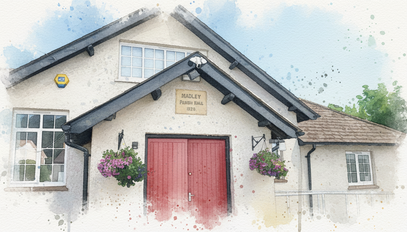 Madley Parish Hall stylised watercolour illustration