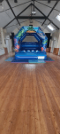 Madley Parish Hall interior with bouncy castle